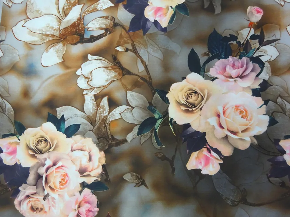 Šatovka s hodvábom hnedo-sivá "kvety"