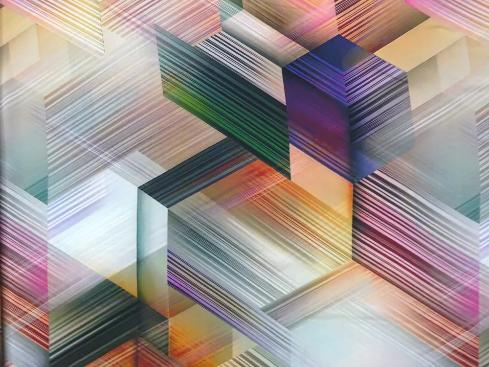 Hodváb farebný "geometrický vzor" 