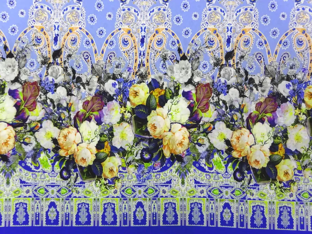 Šatovka Steffi modrá "kvety" - bordúra obojstranná