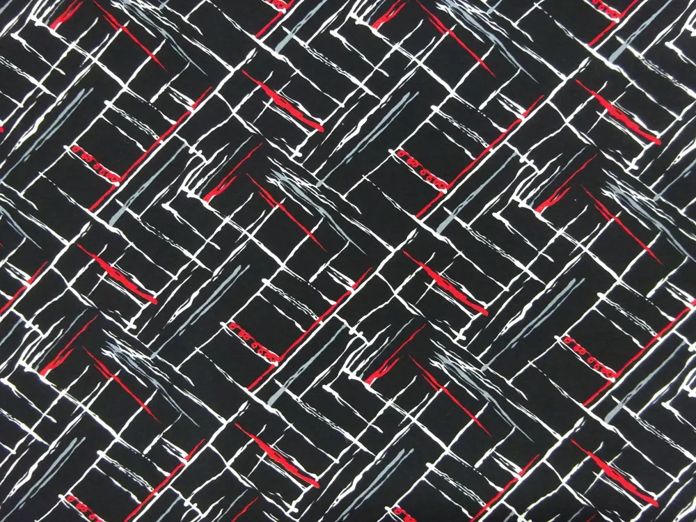 Šatovka čierna "biele, sivé a červené čiary"