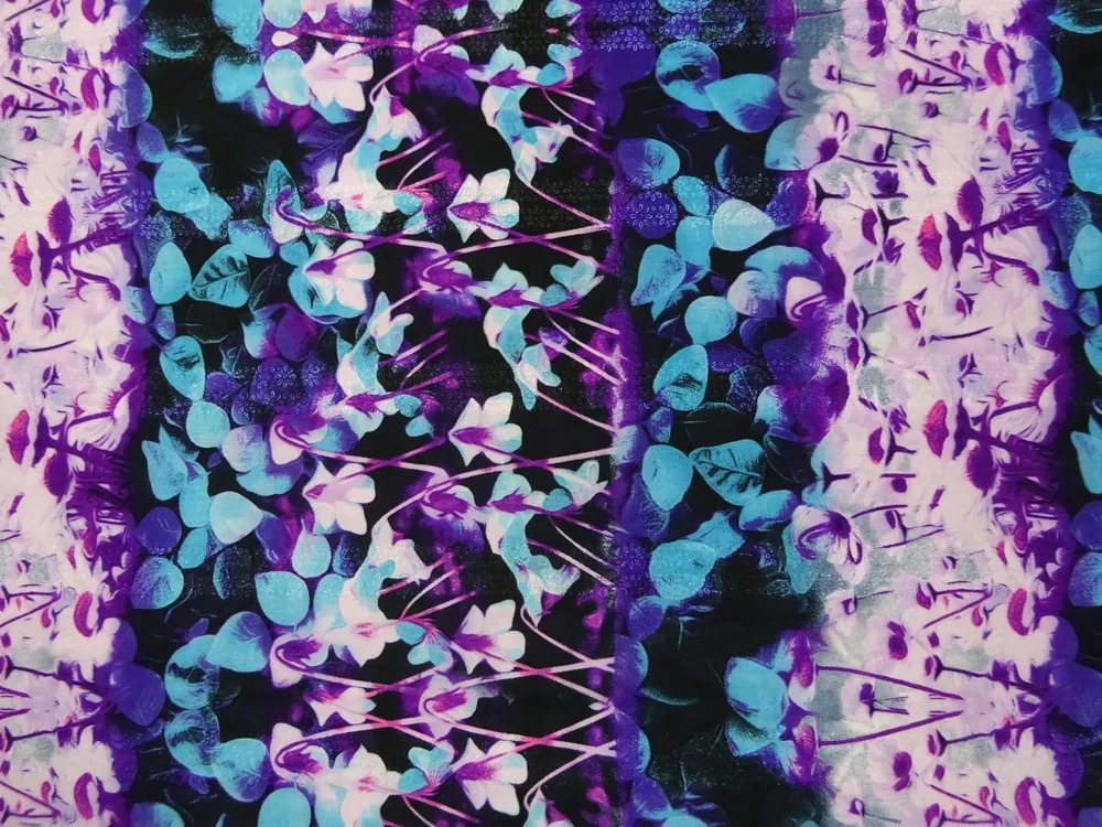 Úplet tyrkysovo-fialový "kvety" - 3D efekt 