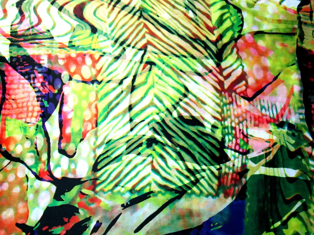 Satén Silky pomarančovo-zelený "vzorovaný"