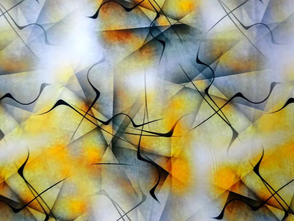 Hodváb sivo-žltý "čierny vzor" 