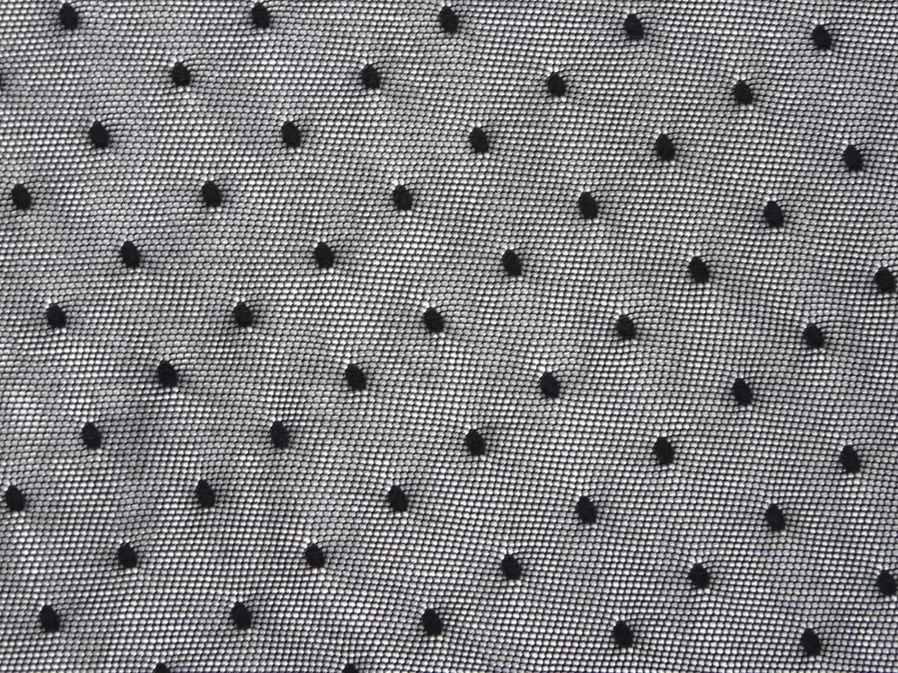 Tyl elastický čierny "čierna bodka" 