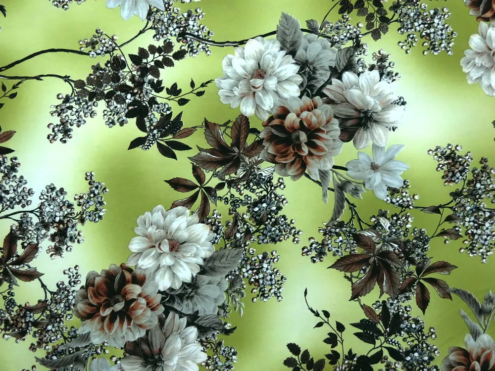 Šatovka maslovo-zelená "kvety" - 2. akosť - zbytok