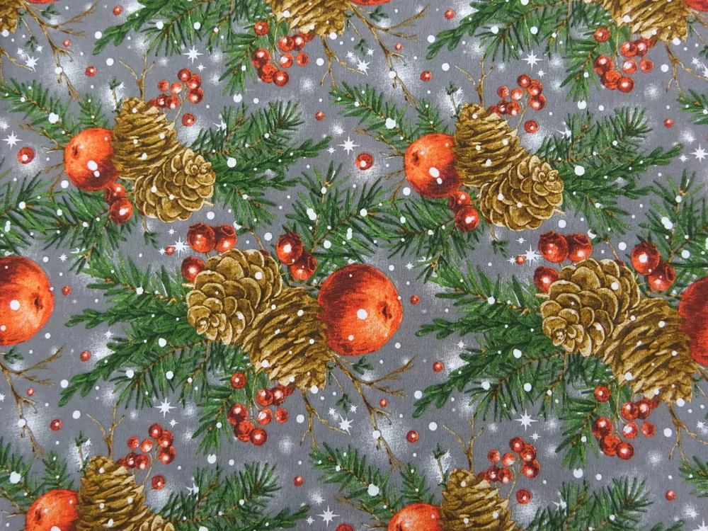 Poťahovka sivá "vianočný motív" 