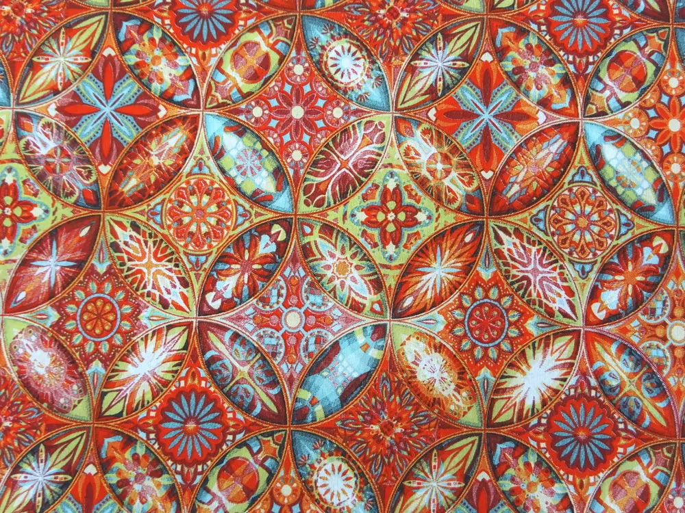 Poťahovka zeleno-pomarančová "mandala v kruhu" 