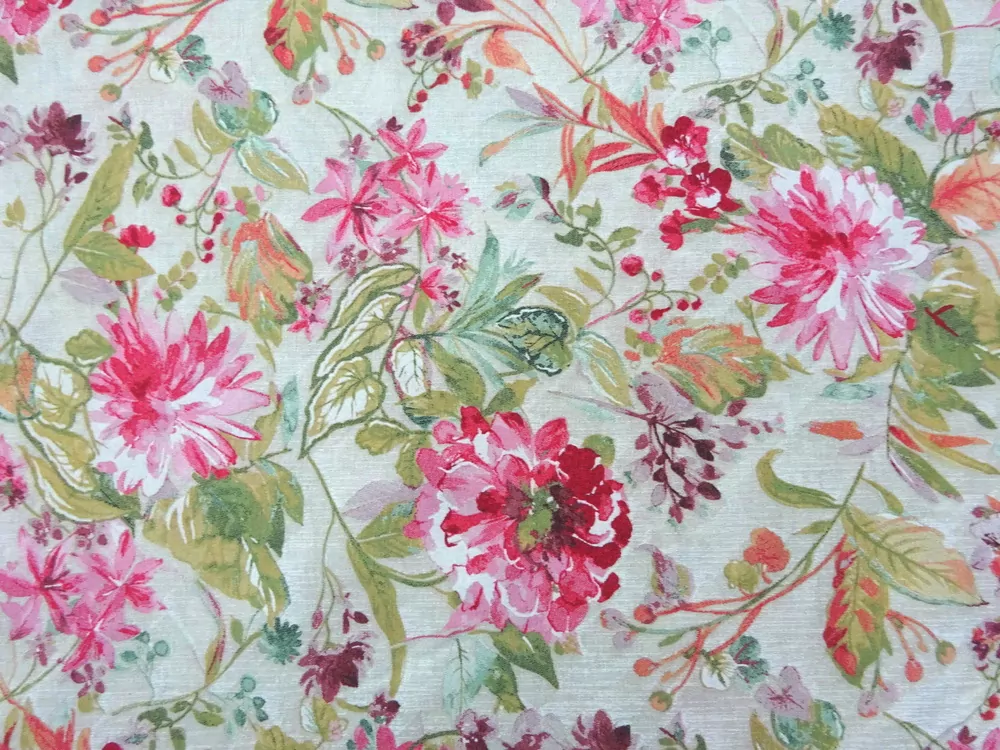 Poťahovka bielo-béžová "kvety, listy" 