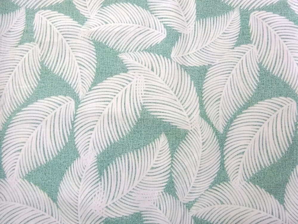 Poťahovka svetlosmaragdová žíhaná "biele listy"