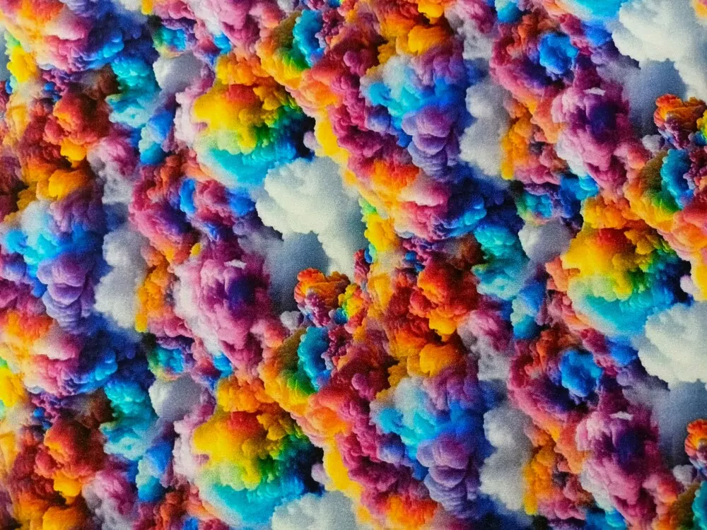 Teplákovina farebná "duhové oblaky"