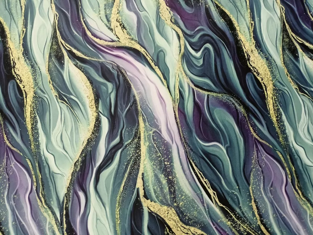 Úplet zeleno-fialovo-zlatý "mramor"