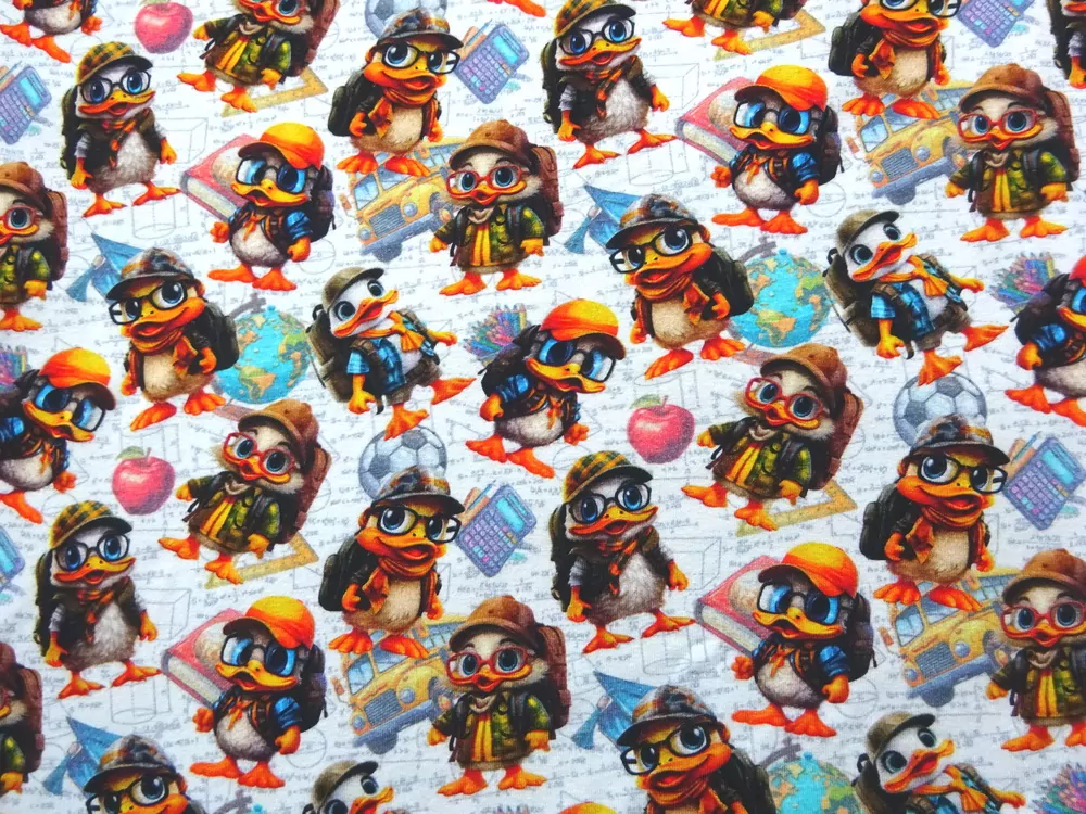 Úplet biely "káčer v škole" - digitálna tlač 