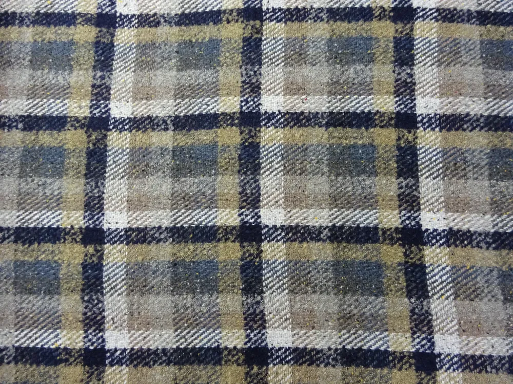 Kabátovina hnedo-béžovo-sivo-tmavomodrá "káro"