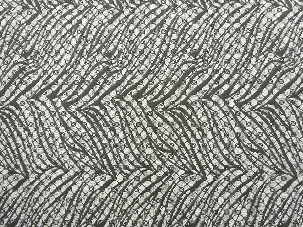 Kabátovina tenká smotanová "sivo-čierny vzor"