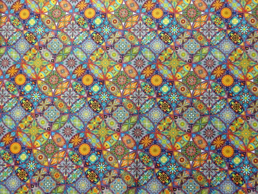 Kočíkovina biela "zeleno-pomarančová mandala"