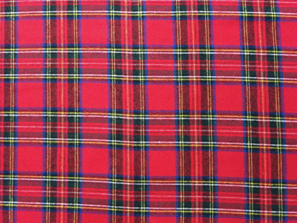 Flanel tkaný červený "farebné káro"