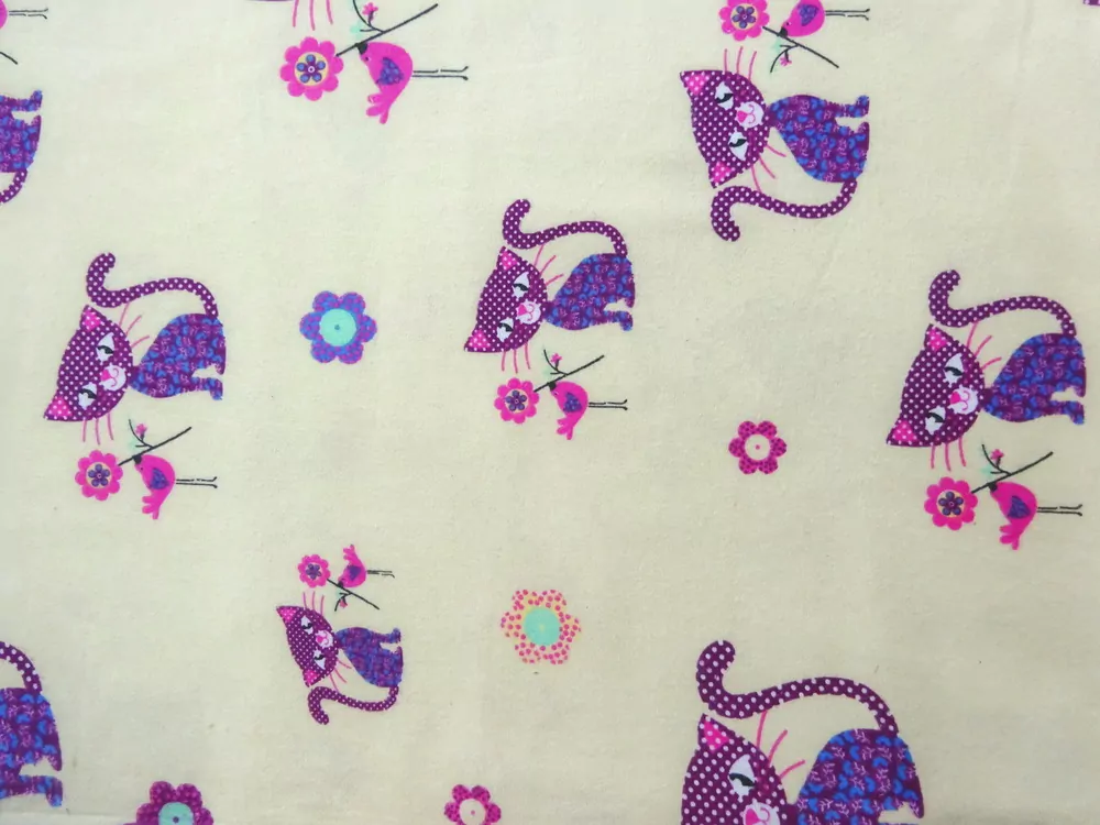 Flanel maslový "fialová mačička" 