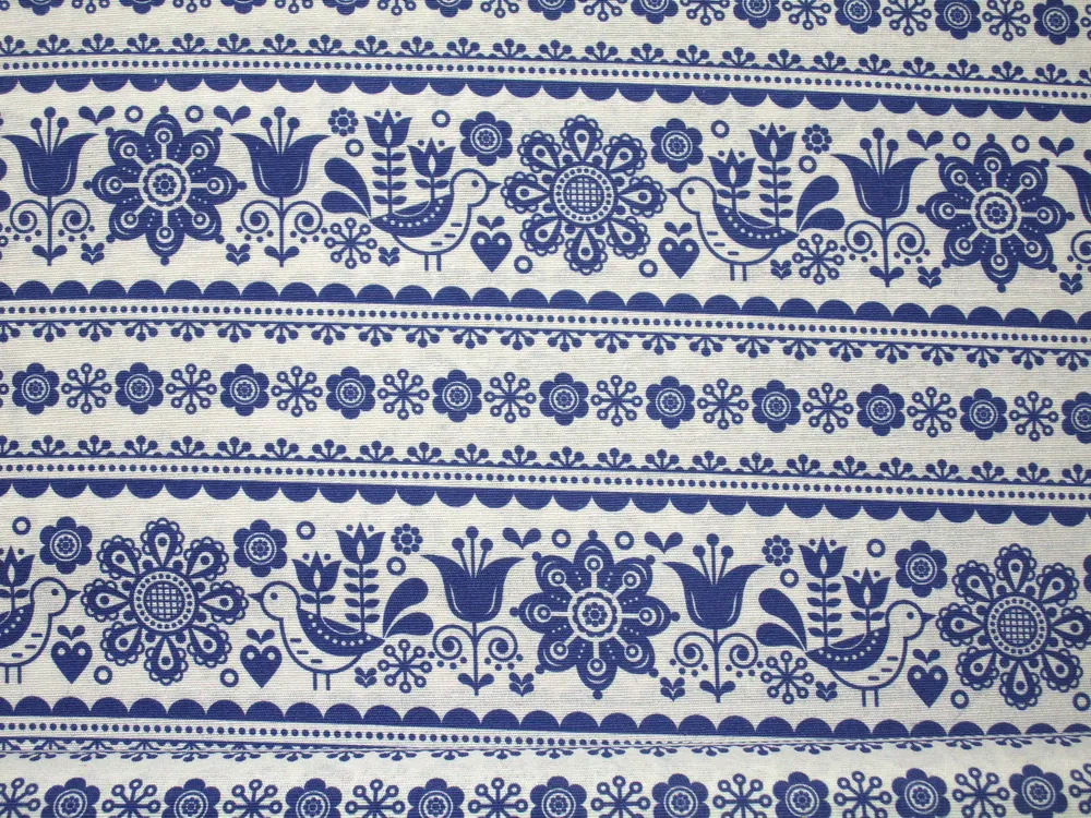 Poťahovka biela "modrý folk vzor" 