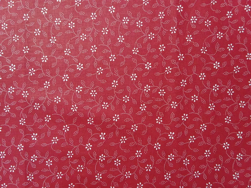 Bavlna tmavočervená "biely kvet" 