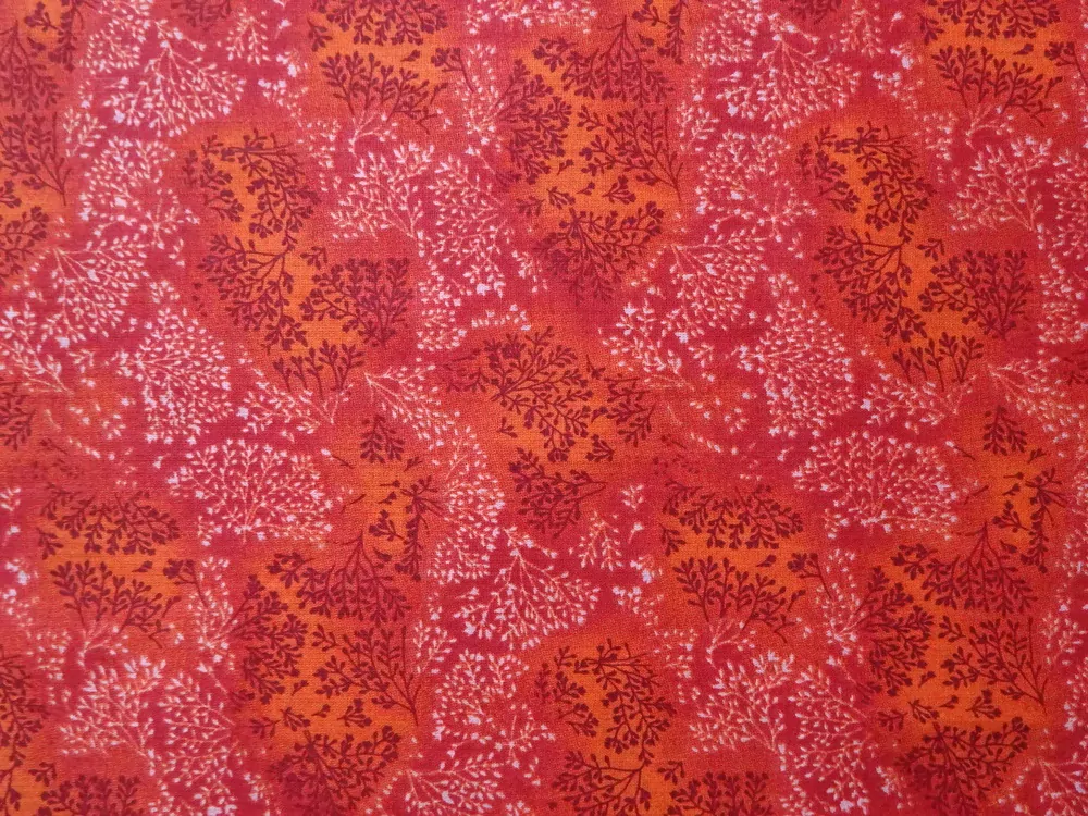 Bavlna pomarančovo-červená "rastliny" 