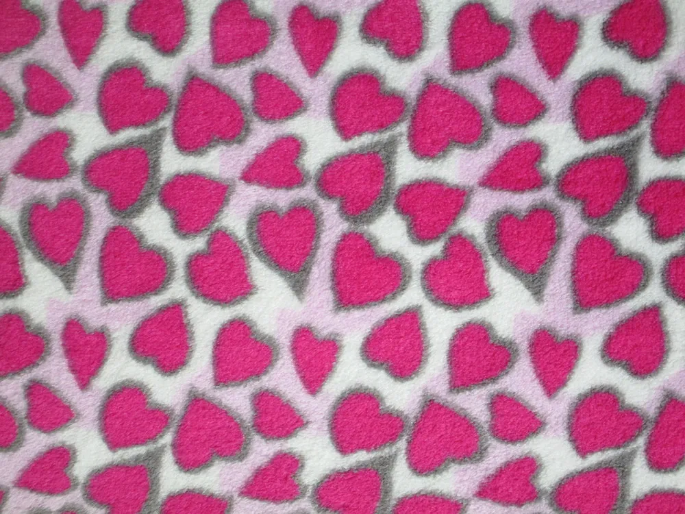 Fleece bielo-ružový "ružové srdiečka"
