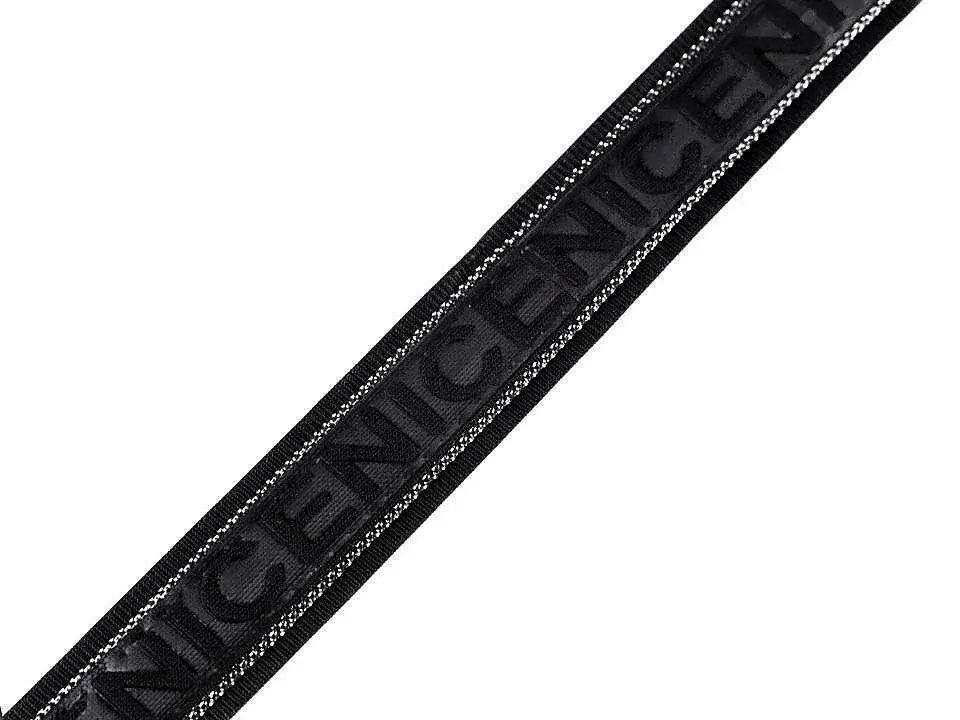 Stuha odevná čierna s lurexom "NICE" - 25 mm