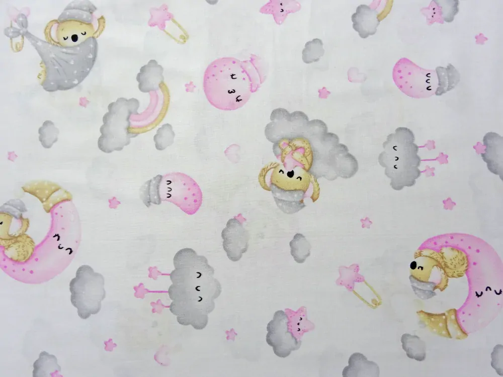 Bavlna biela "zvieratko na obláčiku" 