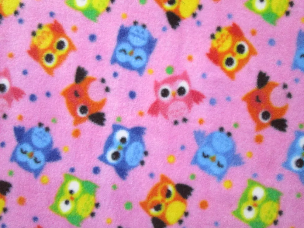 Fleece ružový "farebné sovičky"