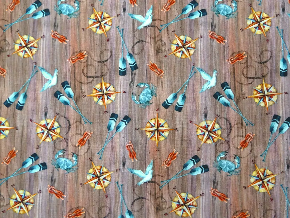 Bavlna hnedá "morský motív" - Francúzsko 