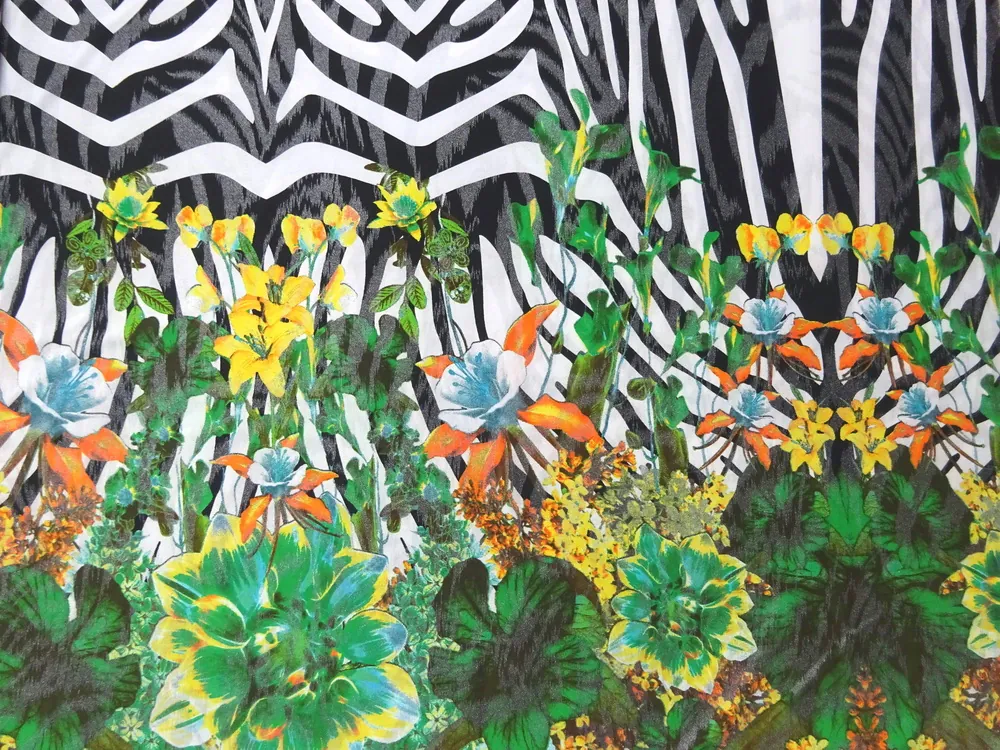 Úplet bielo-čierny "kvety, zebra" - bordúra obojstranná