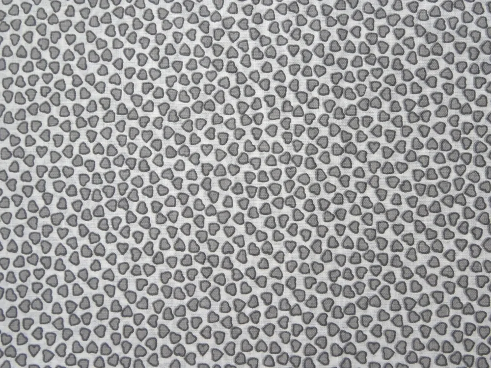 Bavlna biela "sivé srdiečka" 