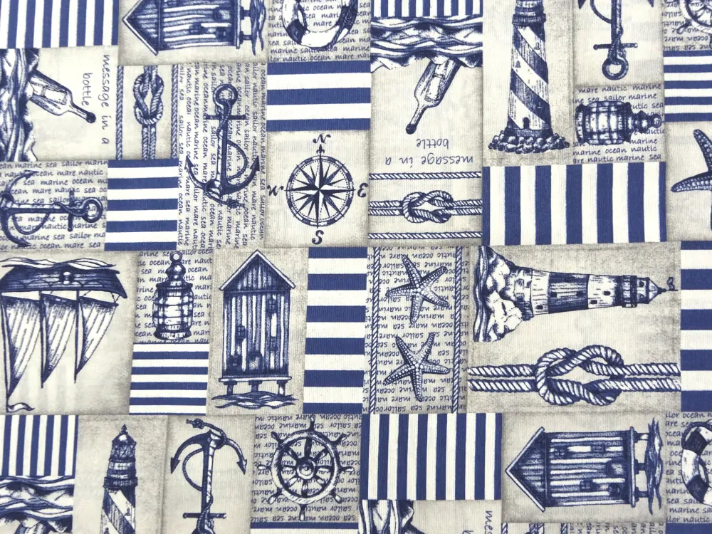 Poťahovka sivo-modrá "námornícky motív" 