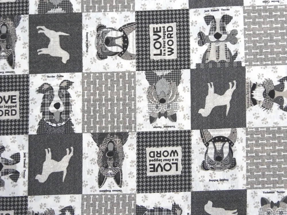 Poťahovka bielo-sivá "psík" 