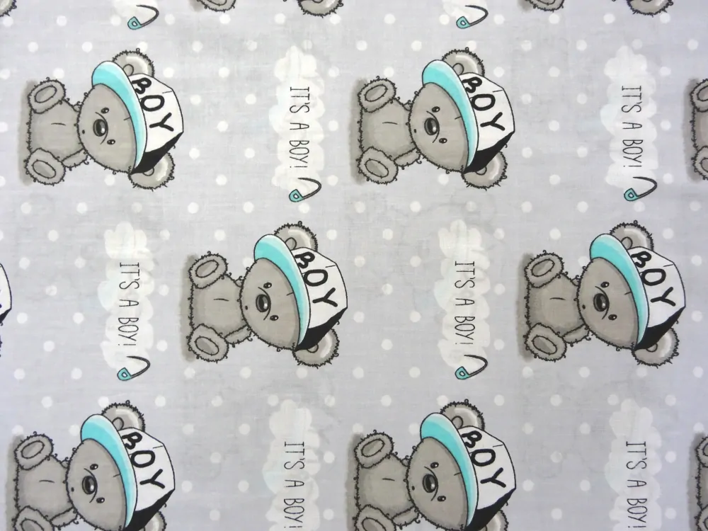 Bavlna sivá "IT´S A BOY"