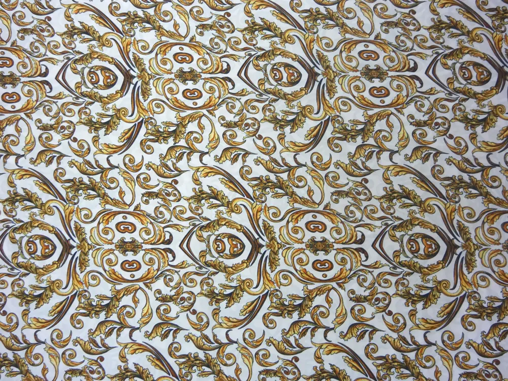 Hodváb smotanový "žlto-hnedý vzor" - talianska kolekcia 