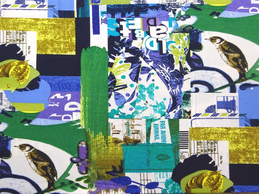 Úplet bielo-zelený "vtáčik, písmená a iné vzory"