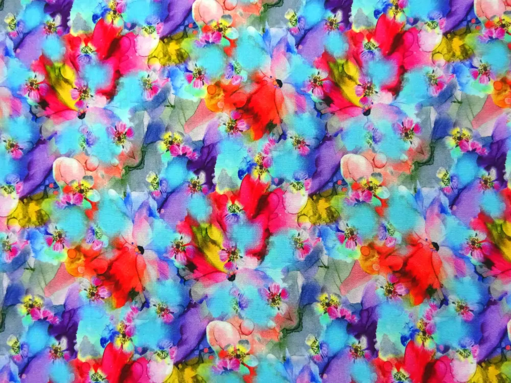 Úplet tyrkysový "rozpité kvety" - digitálna tlač 