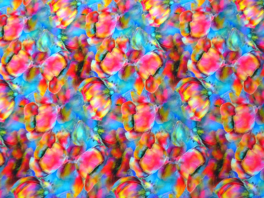 Úplet  modrý "farebné kvety" - digitálna tlač