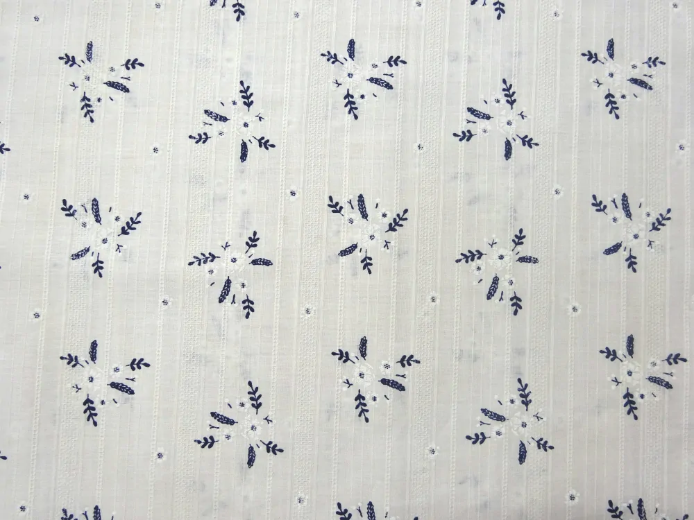 Šatovka bavlnená smotanová "tmavomodrý kvet" 