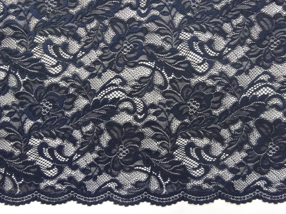 Krajka elastická tmavomodrá "modrý vzor" 