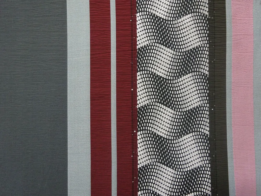 Žakard ružovo-vínovo-sivý "vzorovaný" - raport