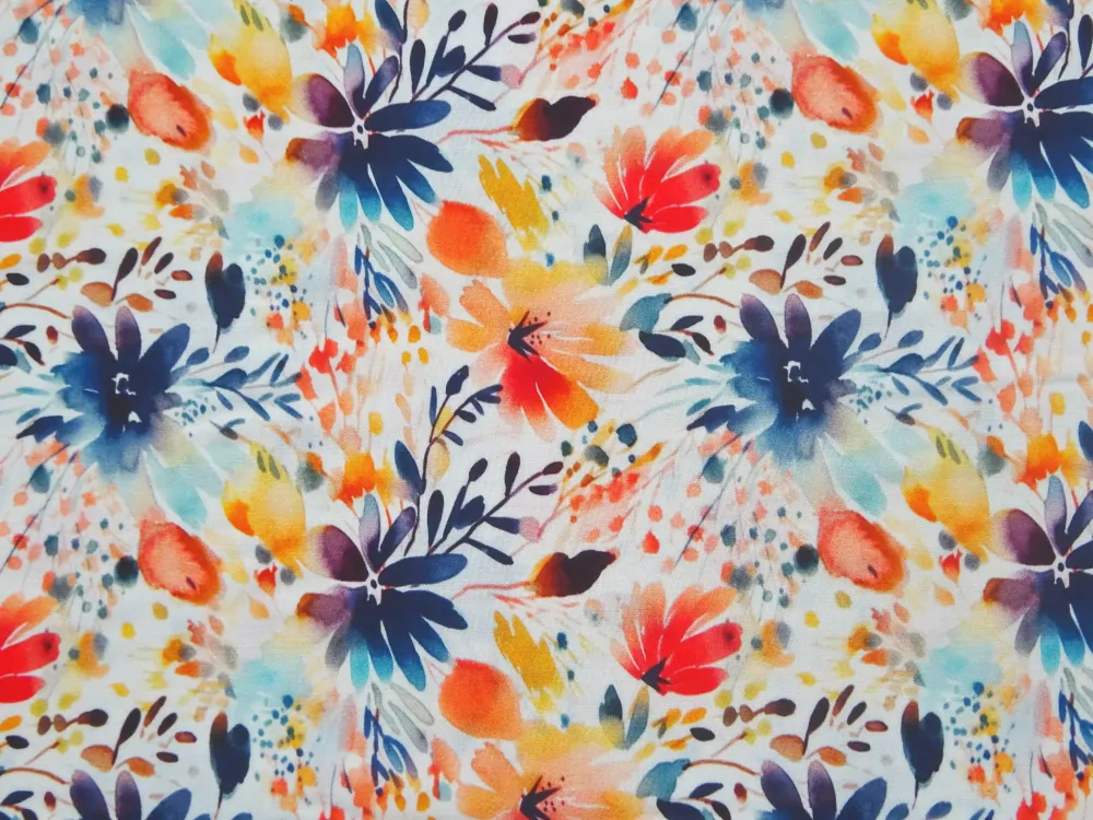 Šatovka biela "červeno-modré kvety" 