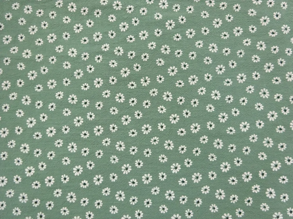 Bavlna zelená "kvety" 