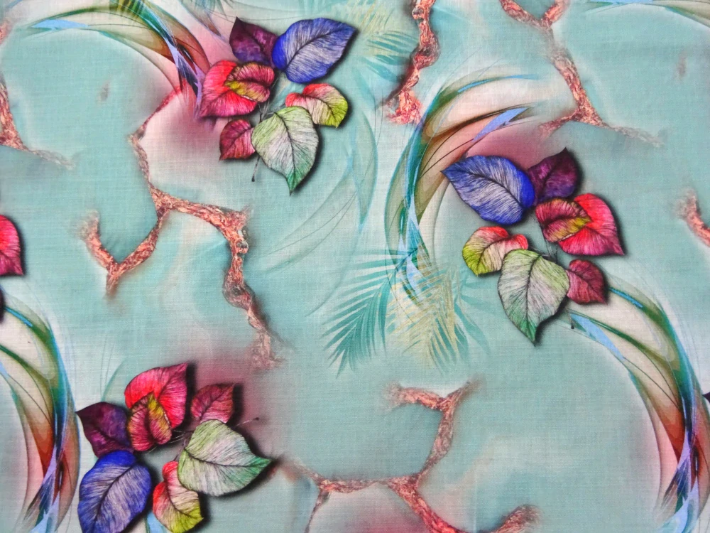 Ľan tyrkysový "listy" 