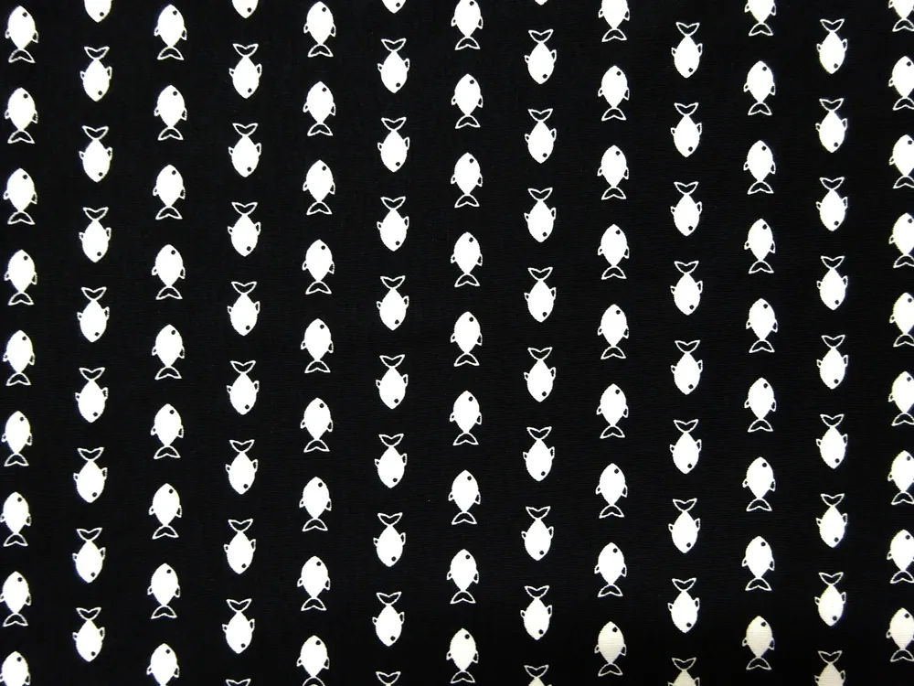 Úplet čierny "biele rybky" 