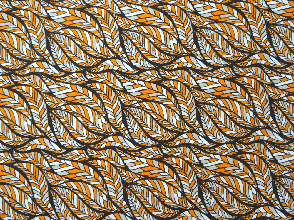 Bavlna bielo-pomarančovo-hnedá "vzorovaná" 