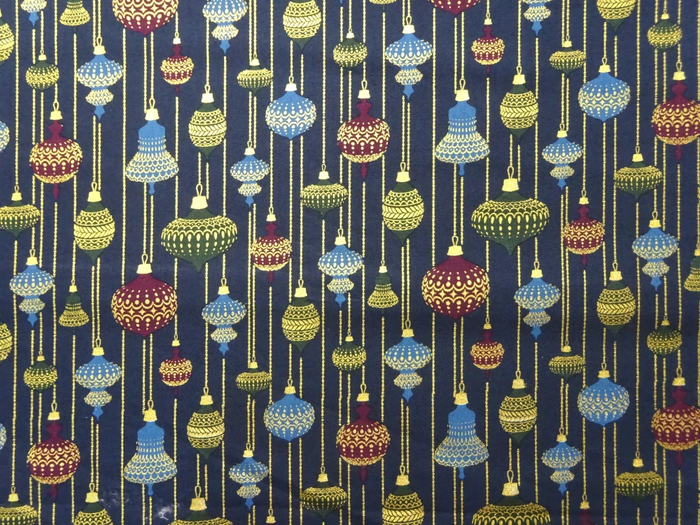 Bavlna tmavomodrá "vianočné gule" 