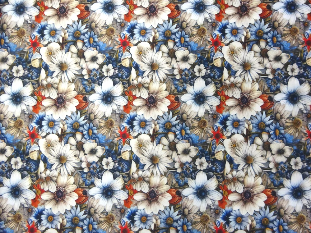 Úplet hnedo-sivý "kvety" - digitálna tlač 