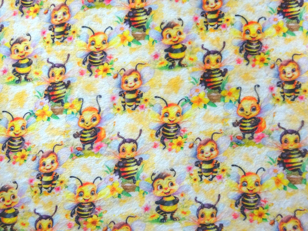 Fleece žltý "včielka" - digitálna tlač