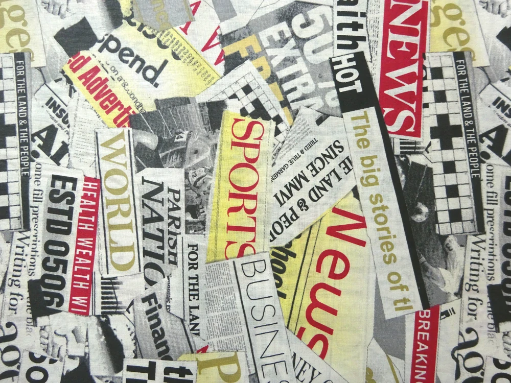 Bavlna maslová "novinové titulky" 